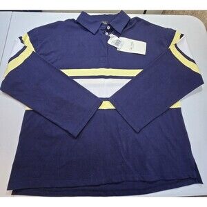 NWT Oak & Trellis Shirt Mens  XL Long Sleeve Polo Rugby Stiped 100% Cotton